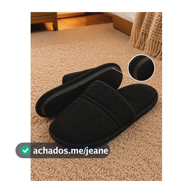 Pantufa Sola Borracha Chinelo Quarto Antiderrapante Premium Preto 43.44 Br