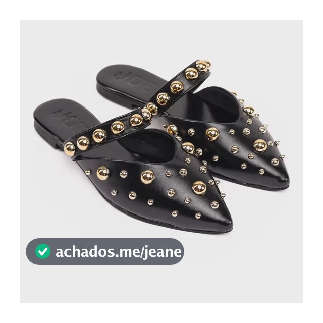Sapatilha Slingback Bico Fino Tachas Confortável Macia