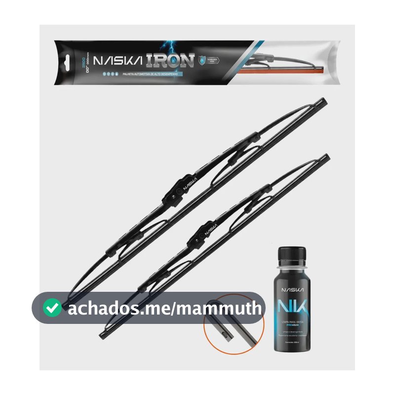 Palheta Limpador Para-brisa Naska Iron Encaixe Gancho Preto 206 1999 A 2020