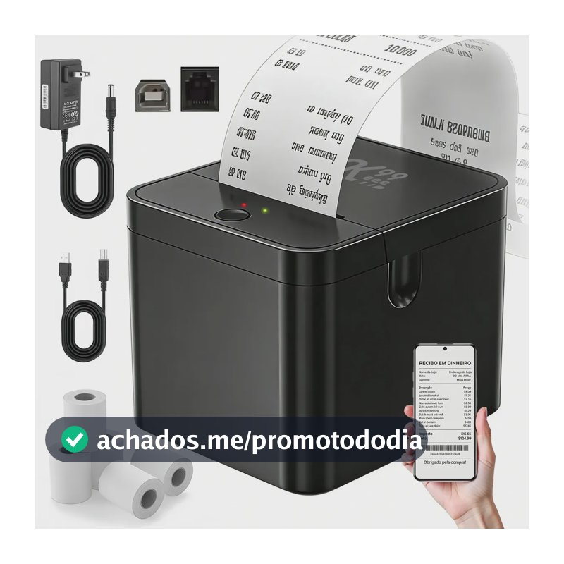 Impressora Termica Recibo Portatil 58mm Bluetooth Usb Pdv Ifood Cupom Nao Fiscal 5 Bobinas