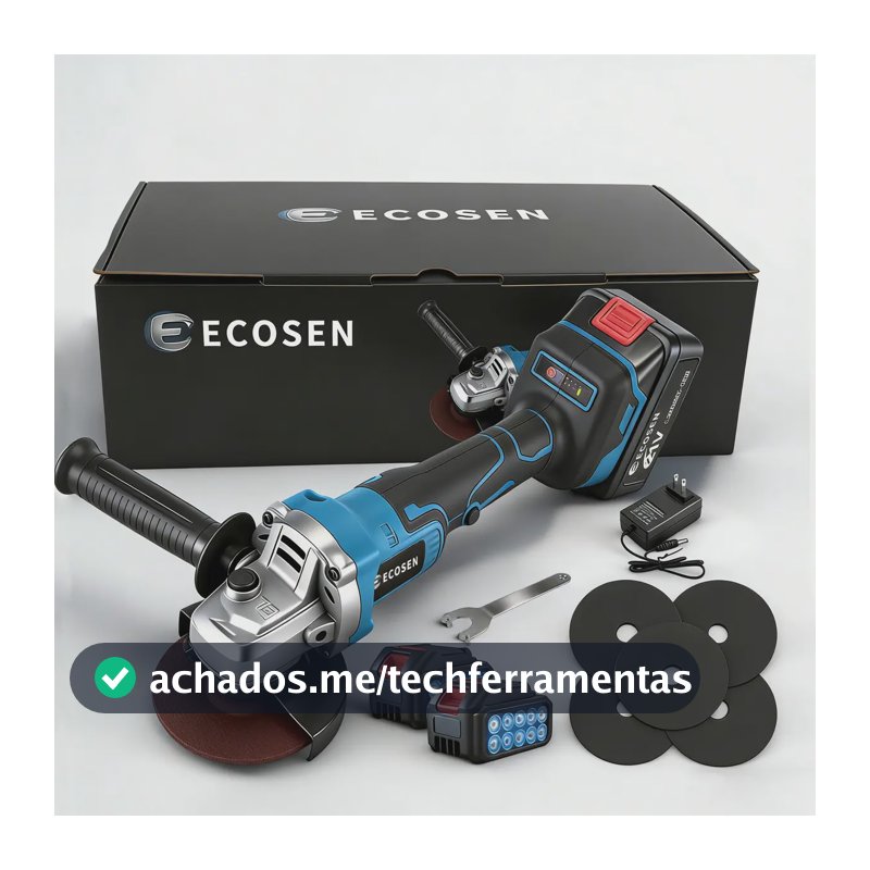 Esmerilhadeira Angular Sem Fio Ecosen 8000rpm 21V Bateria Lítio Azul