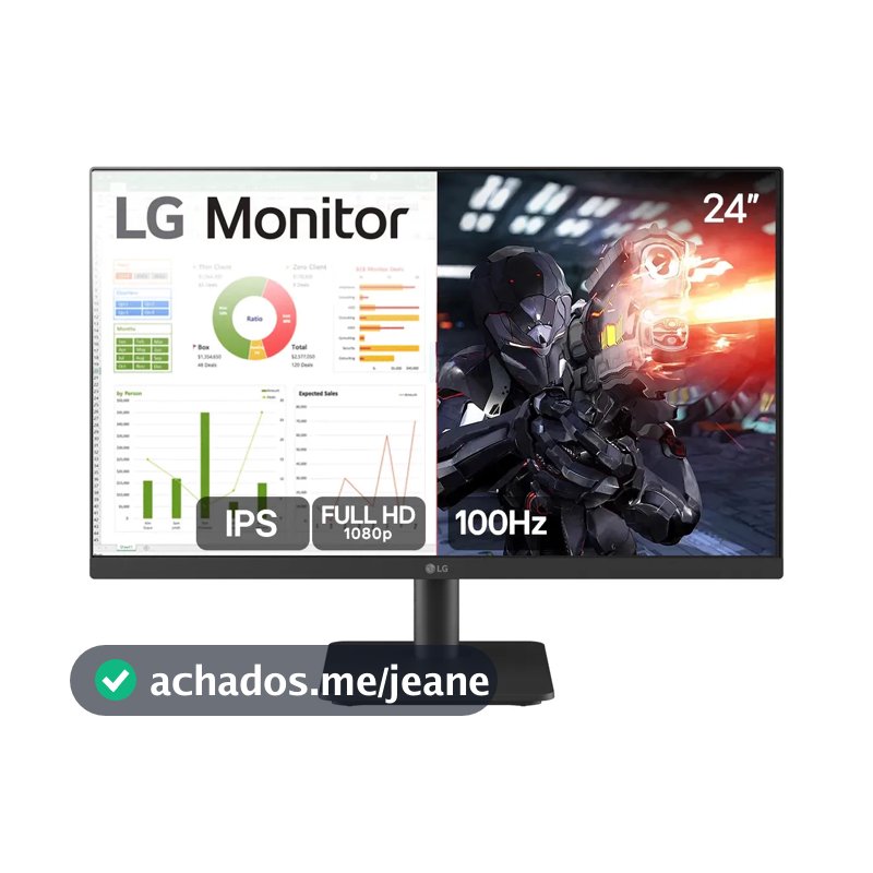 Monitor PC Gamer LG 24”- IPS, Full HD, 100Hz, HDMI, Preto - 24MS500-B