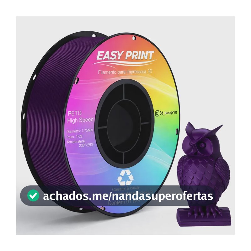 Filamento Petg Easy Print 3d Premium Impressão High Speed E High Fluid 1.75mm Para Impressora 3d Roxo Ametista