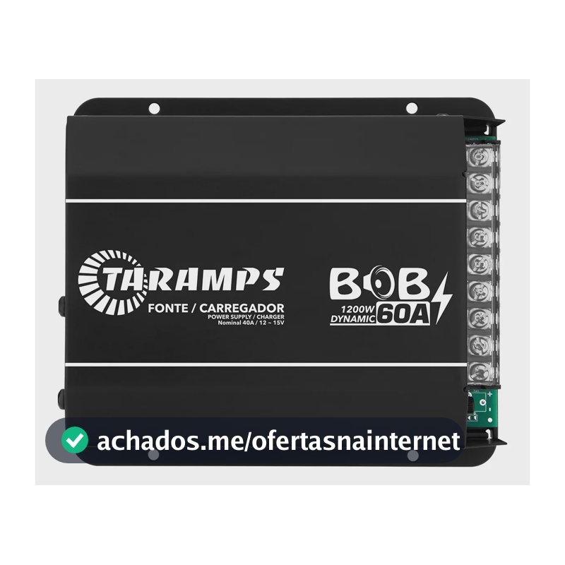 Fonte e Carregador Taramps BOB 60A 1200W para Som Automotivo Bivolt