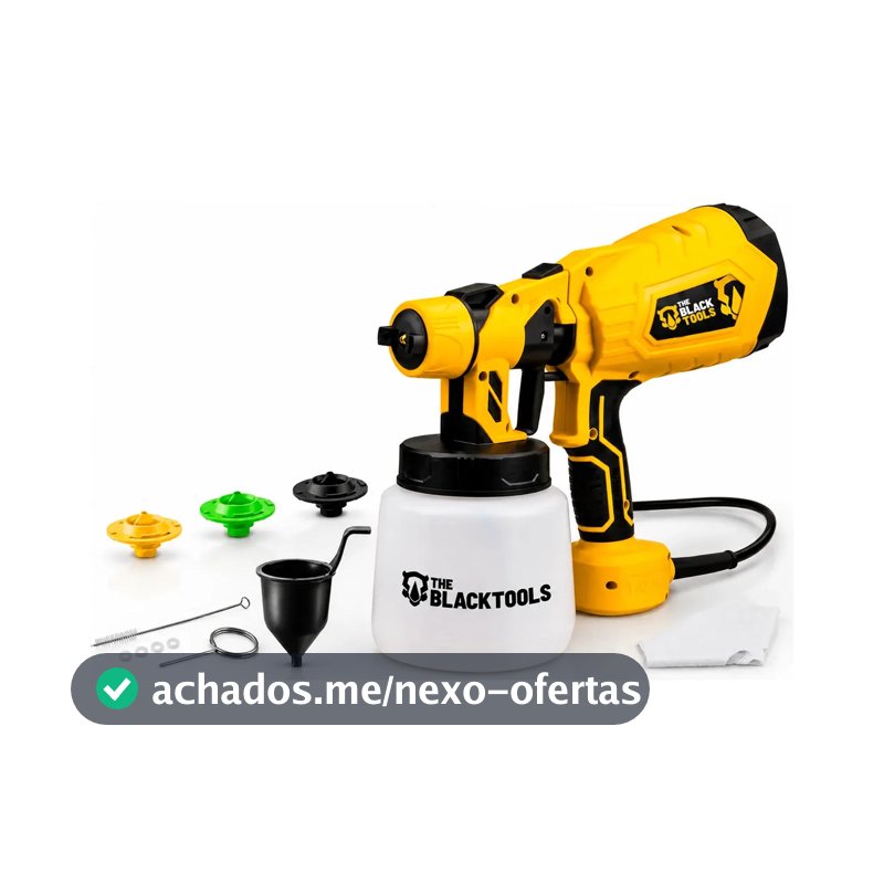 Pistola De Pintura E Pulverizadora Elétrica Portátil Hvlp 1.250l C/5 Bicos E Acessórios 600w Tpp150 The Black Tools