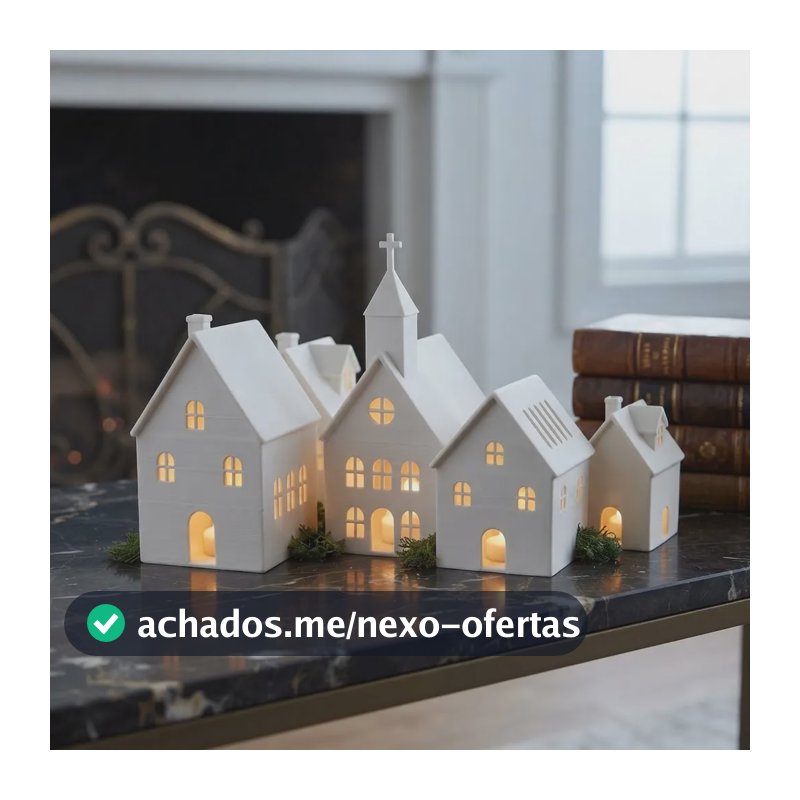 Vila De Natal 5 Casinhas Enfeite Iluminado Led Decorativo