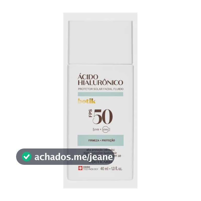 Protetor Solar Facial Fluido Fps 50 Botik Ácido Hialurônico