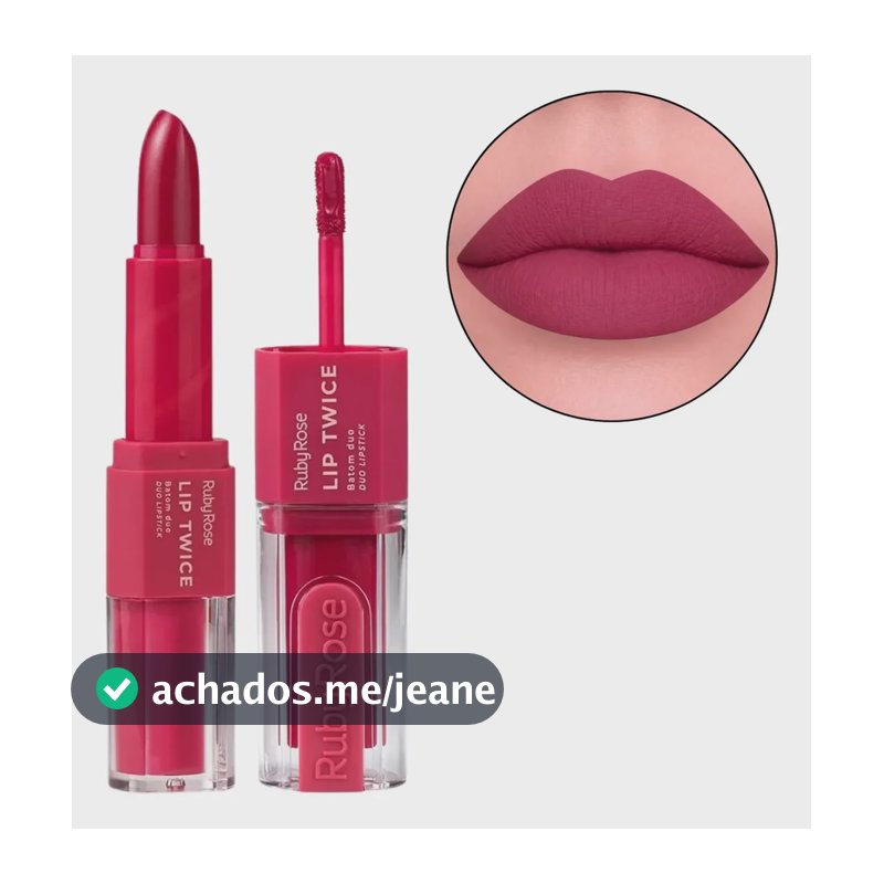 Batom Duo Matte Líquido E Bala Lip Twice Ruby Rose Lt30