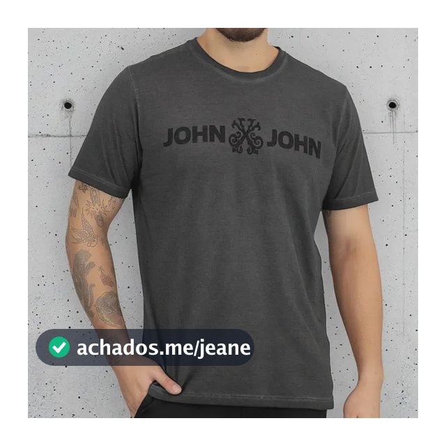 Camiseta John John Jj Basic Logo Stone Cinza Escuro