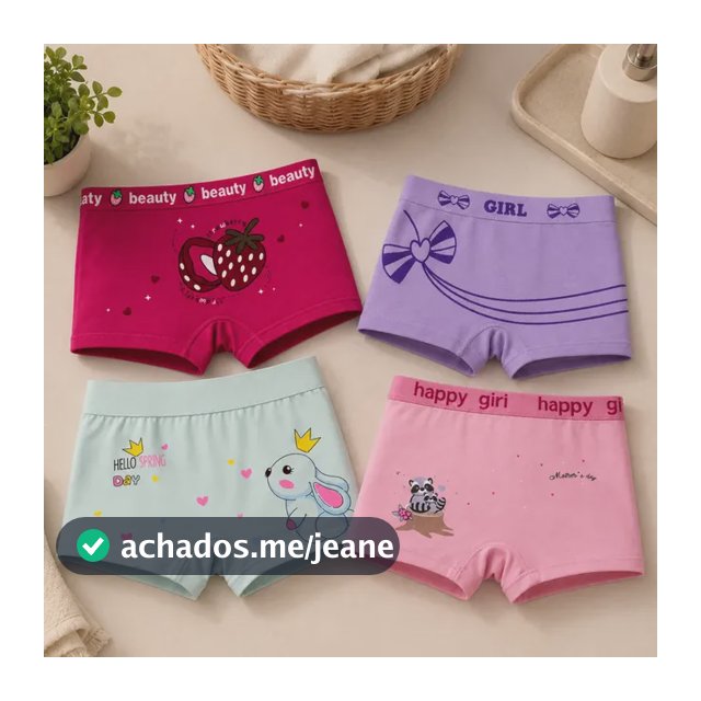 Kit 10 Calcinhas Box Shortinho Infantil Menina 2 A 10 Anos