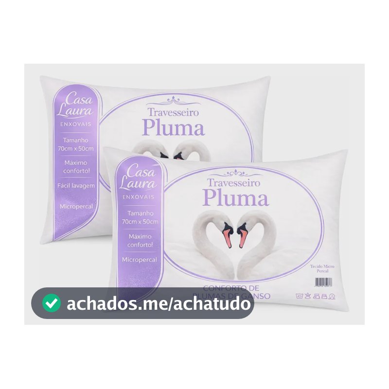 Kit 02 Travesseiro Antialérgico Pluma De Ganso 70cm X 50cm Cor Branco