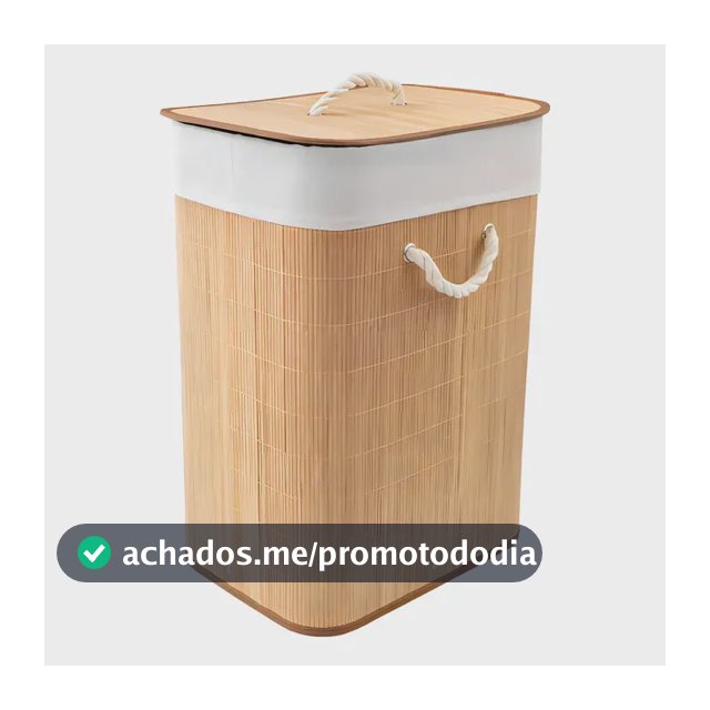 Cesto para Roupas Bambu Dobrável com Tampa Bege 60L Texfine