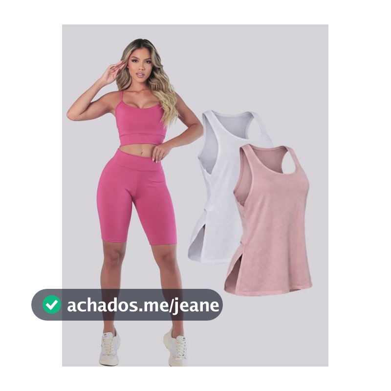 Kit Conjunto Fitness Feminino Roupa Academia Bermuda Regata Rosa Gg