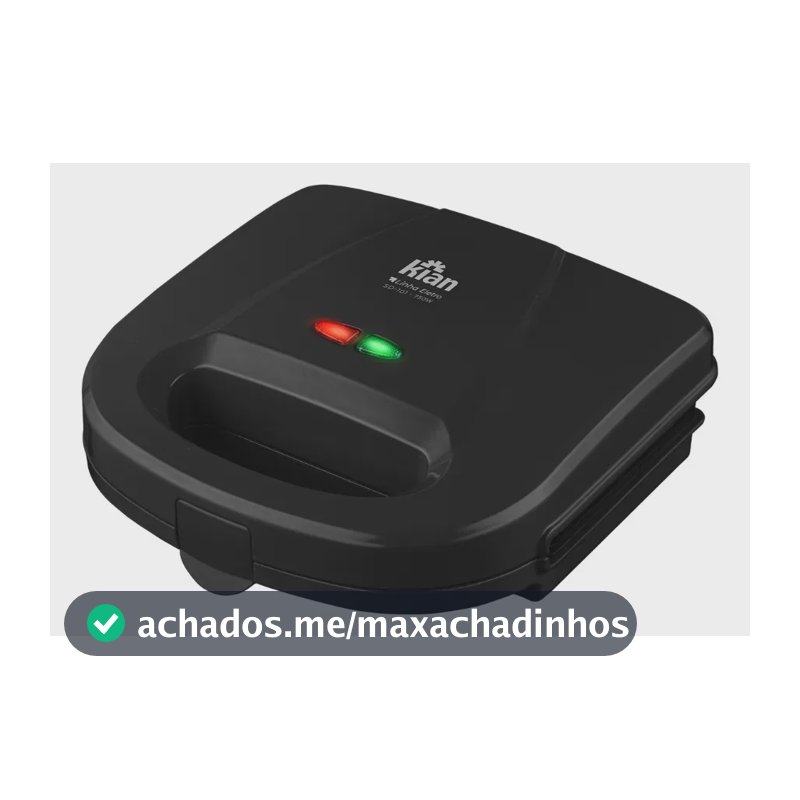 Sanduicheira Grill 2 Em 1 Kian Preta Elétrica 750w Cor Preto,Seu Mixto Quente Ultra Rápido, e Outros Petiscos