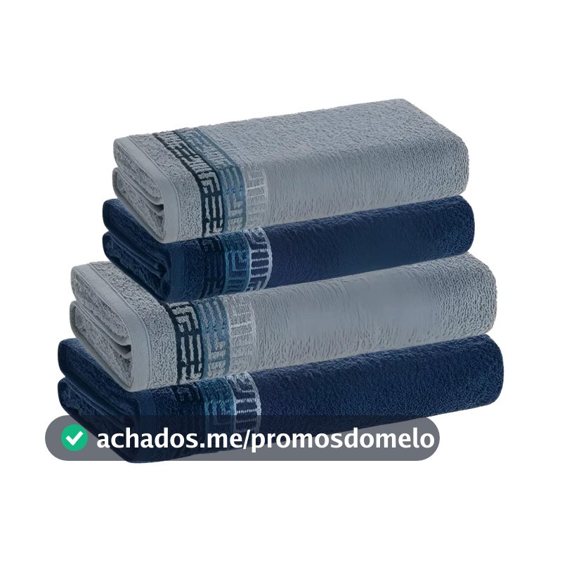 Jogo De Toalhas 4 Pçs Fio Cardado 100% Algodão Bosco Karsten Azul Serena/ Azul Naval Bosco