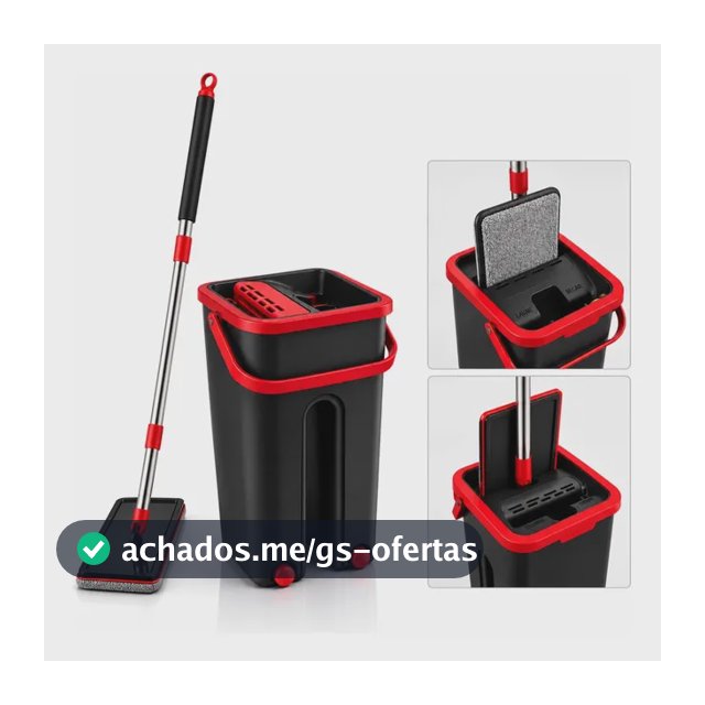 Rodo Flat Mop Limpeza Profissional Mopi Com Balde 5 Litros Azul-celeste