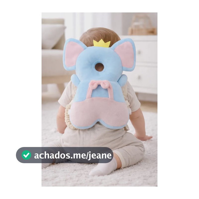 Mochila Proteção Cabeça Costas De Bebê Animais Macia E Fofa Rosa E Azul
