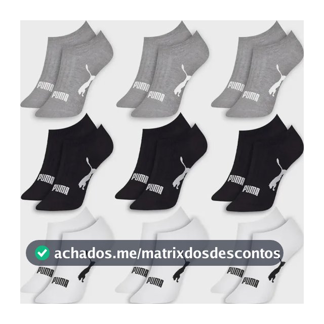 Kit 9 Pares Meias Puma Sapatilha Soquete Invisível Original