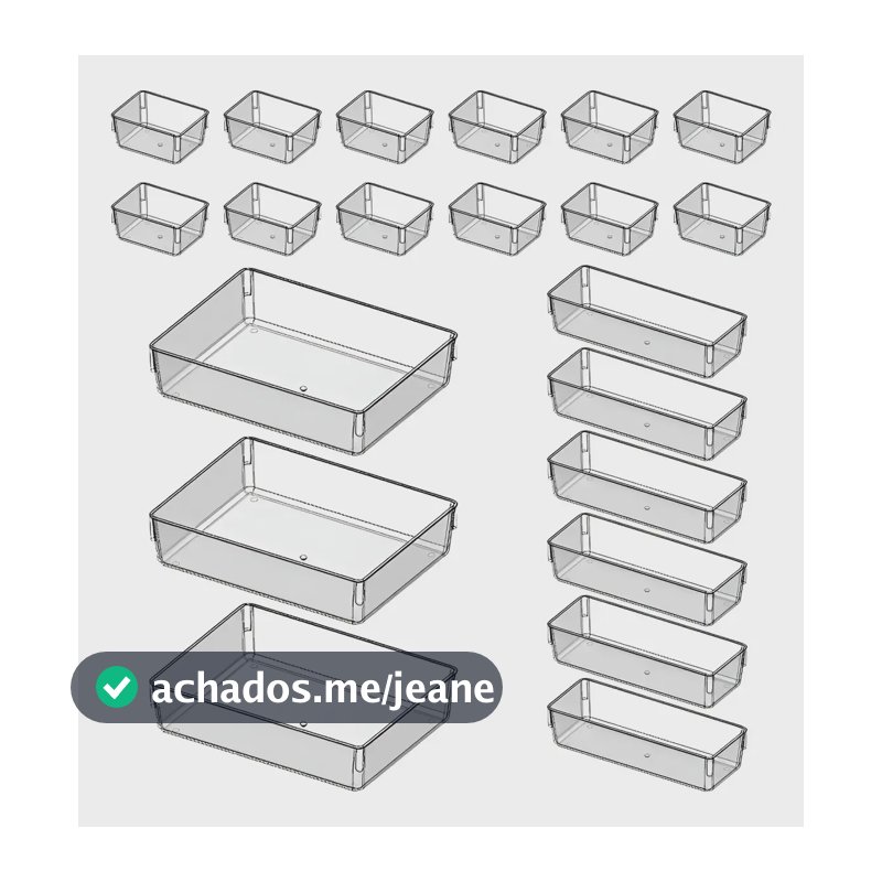 Kit 21 Organizador Multiuso Modular Gavetas Acrílico Cristal Acrílico