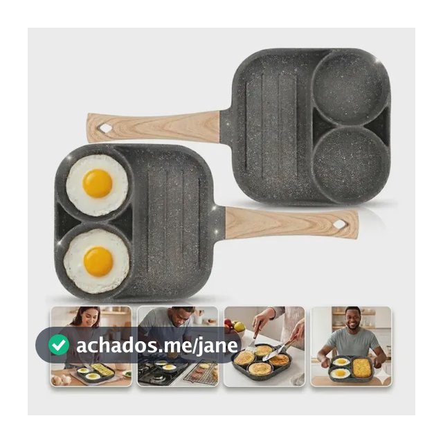 Frigideira Antiaderente 3 em 1 Cozinha Ovos Hambúrguer Carne Quadrada Fogão Indução Compacta Alumínio 17cm Preto Marca Topyhome