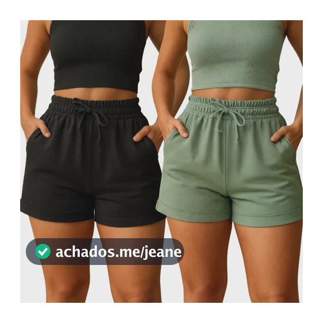 Kit 2 Short Moletom Feminino Bermuda Feminina Cintura Alta