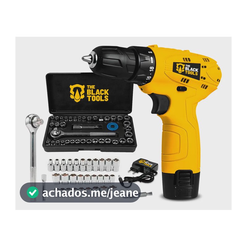 Furadeira Parafusadeira 3/8 Bat. + Soquete Cor Amarelo/preto Frequência 60 The Black Tools