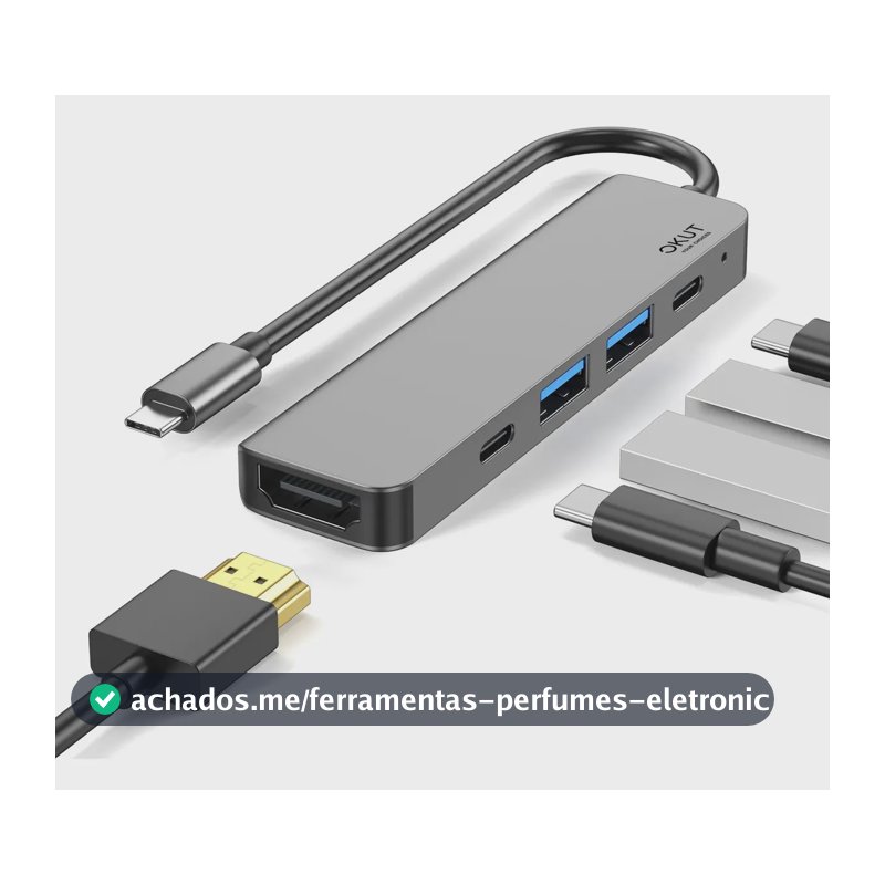 Okut Hub Usb-c Tipo C Dock Thunderbolt Hdmi 4k Usb 3.0 Cinza