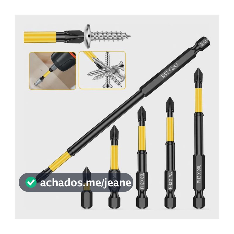 Kit 6 Bits De Impacto Ponteira Philips Ph2 Aço S2 25-150mm