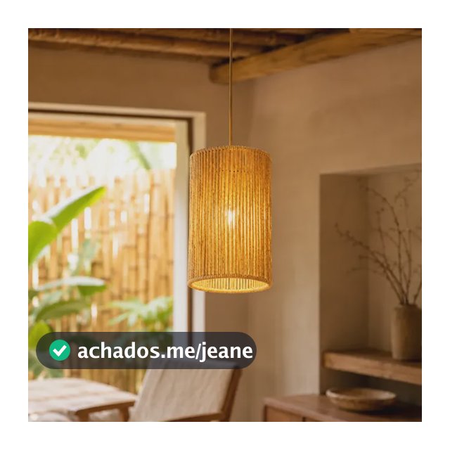 Lustre Pendente Para Teto Luminária Rustica Redonda 15x25 Palha