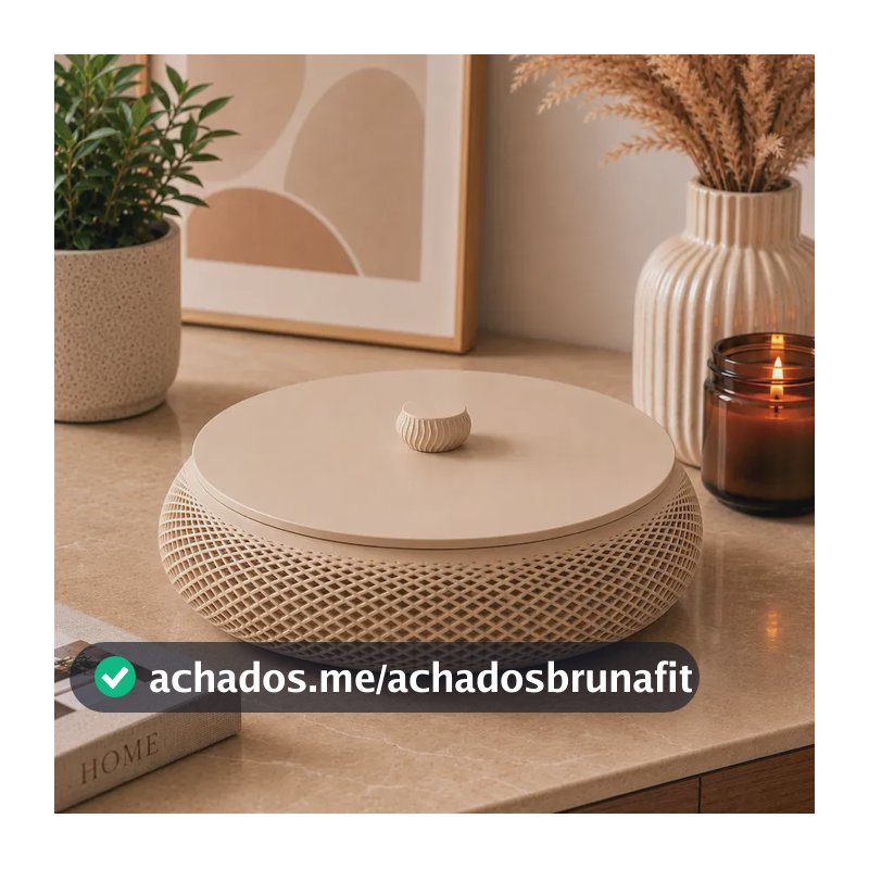 Porta Objeto Organizador Decorativo Porta Treco Multiuso Bege&com Tampa