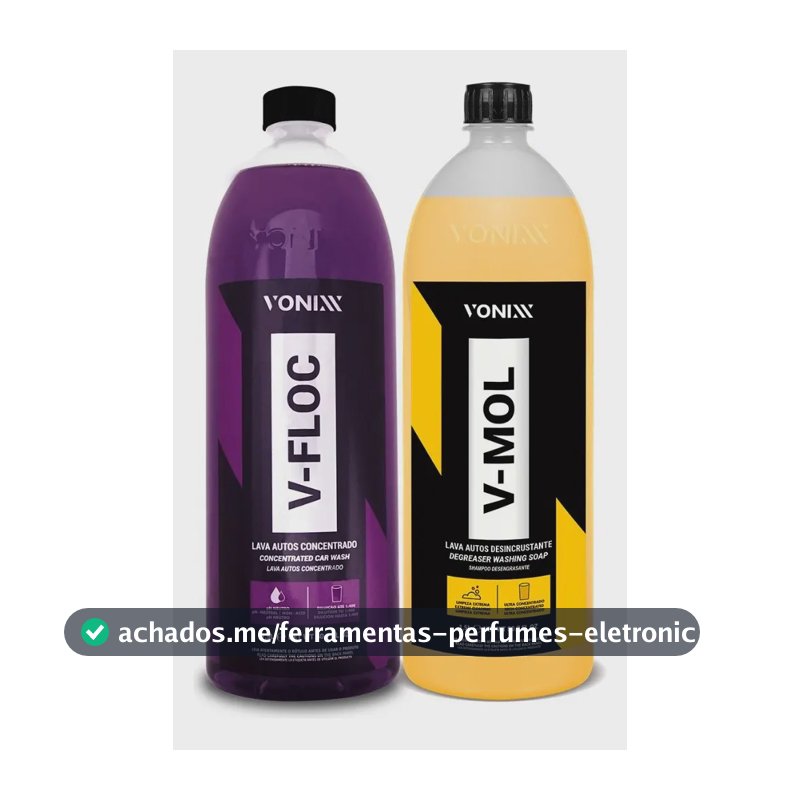 Kit Lava Autos 1.5L Vonixx V-Floc e V-Mol pH Neutro e Biodegradável