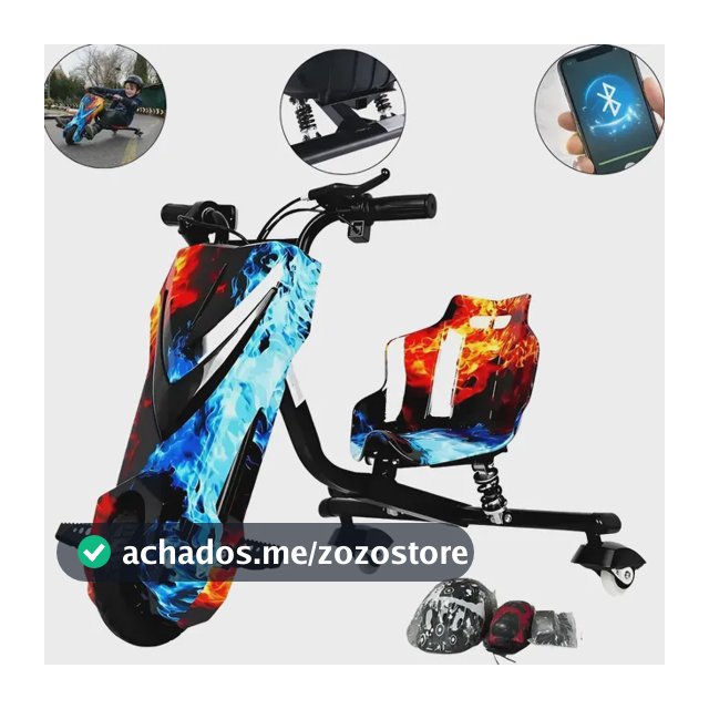Patinete Elétrico Infantil Triciclo Drift 350w Bluetooth Azul