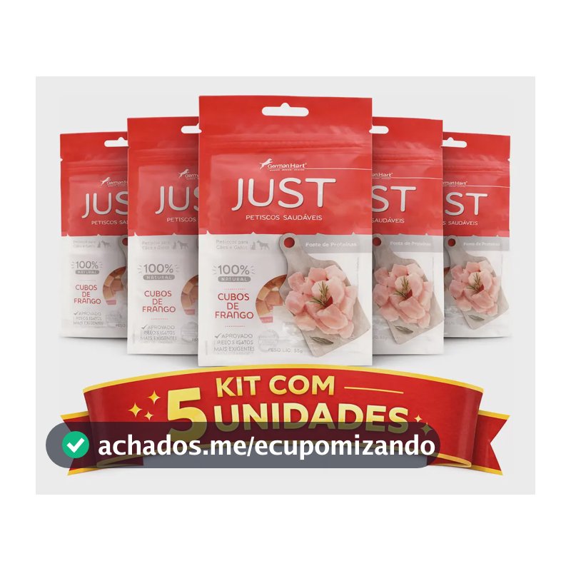 5 Petiscos Saudáveis Just Adestramento Frango Cães/gatos 55g