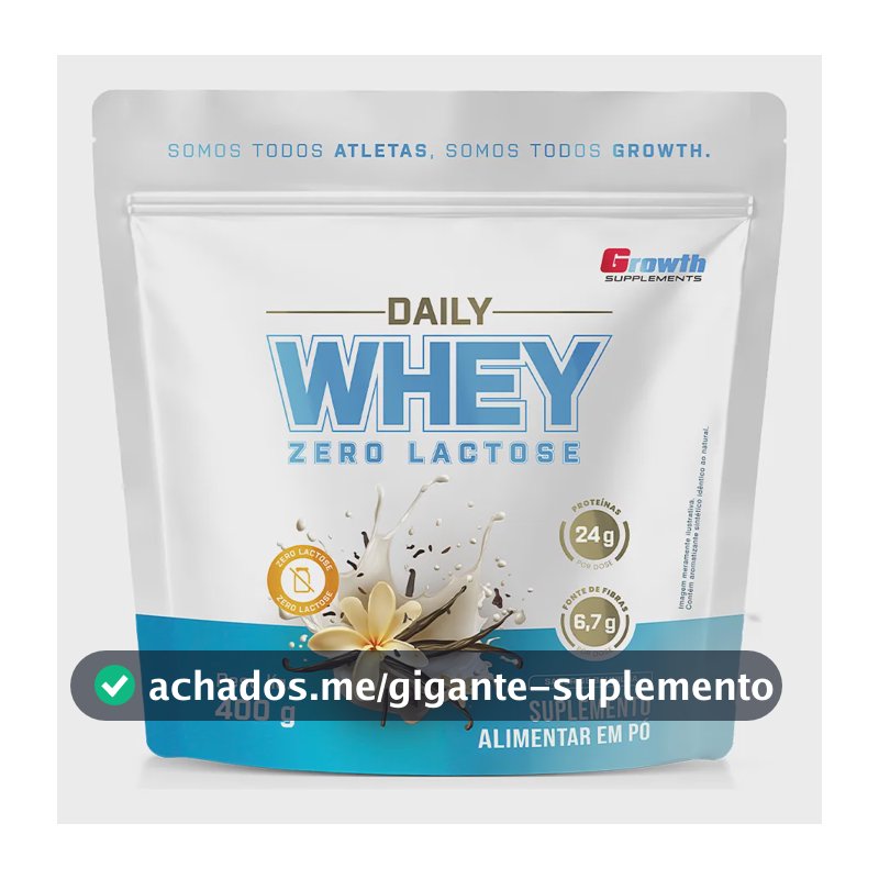 Daily Whey Protein Zero Lactose 400g Growth Supplements Baunilha