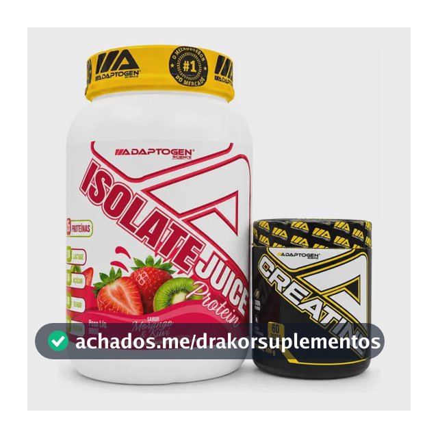 Kit Whey Isolado Adaptogen Morango & Kiwi + Creatina 300g Morango Kiwi