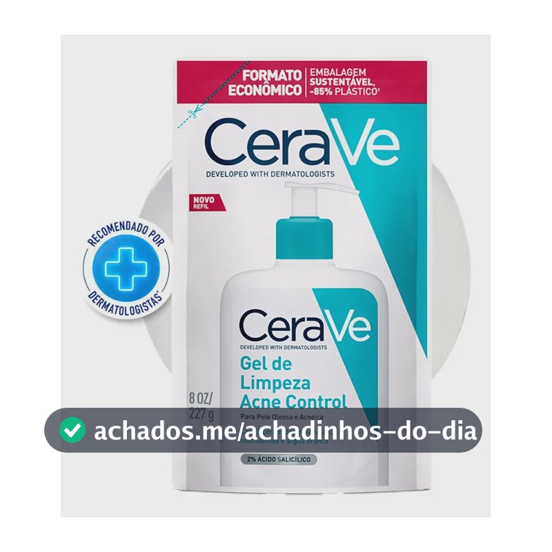 Refil Gel de Limpeza Facial Antiacne Pele Oleosa, Acne Control CeraVe, 227g