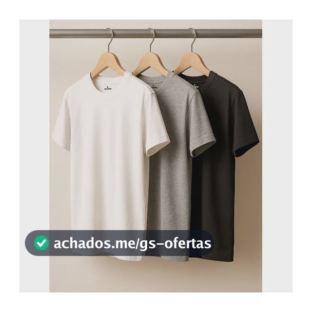 Kit 3 Camisetas Algodão Dia Dia Sandrini Básica Conforto