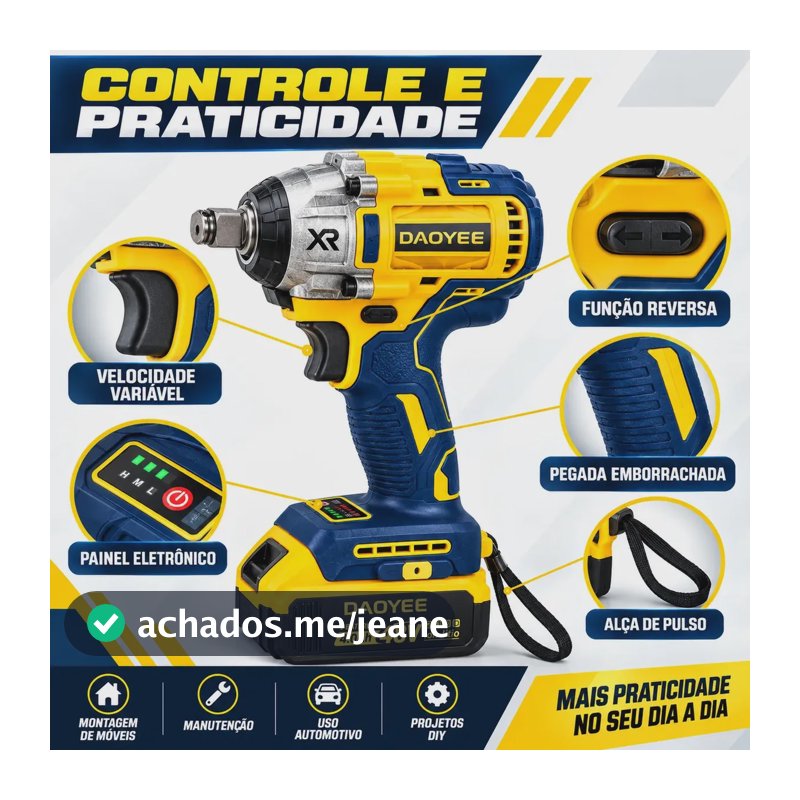 Kit Chave de Impacto Sem Fio 330Nm 48V Brushless Bateria Soquetes