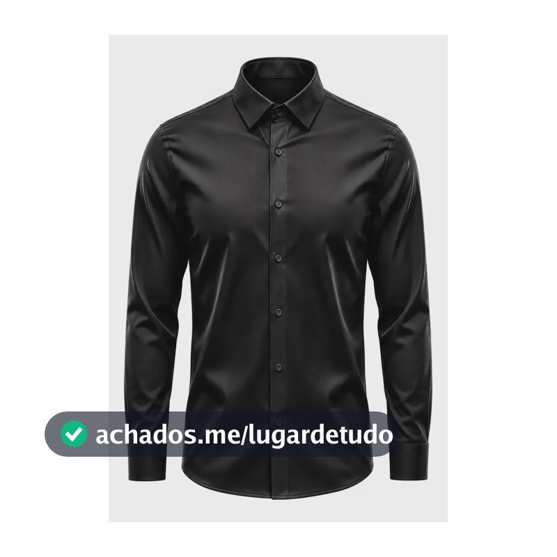 Camisa Social Masculina Slim Fit Premium Passa Facil Preto Liso G