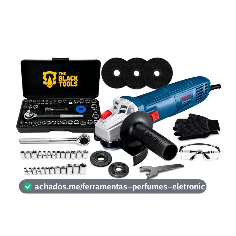 Esmerilhadeira Lixadeira Angular Profissional Bosch Gws700 710w + Jogo De Soquetes 40 Peças Discos E Acessórios