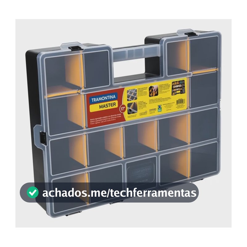 Maleta Plástica Organizadora Master 17'' Com Divisórias Amarelo e Preto Tramontina
