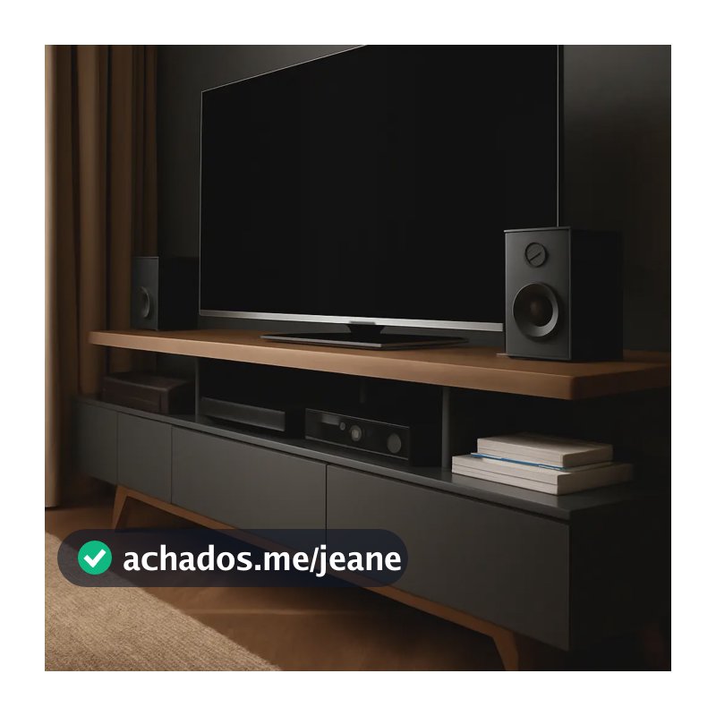 Rack Preto Giga Móveis 1.8m para TV até 72" 3 Gavetas Pés Madeira