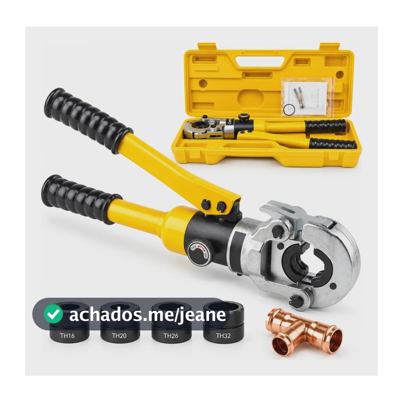 Alicate Hidráulico Pex 16 20 26 32mm Com 4 Matrizes Amarelo