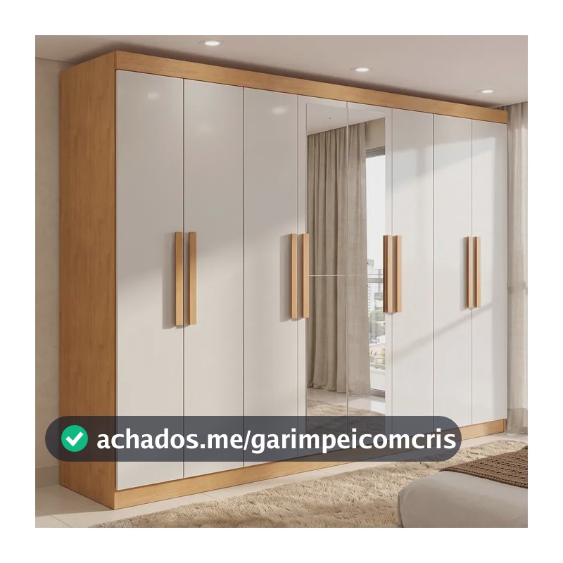 Guarda-roupa Móveis Lopas Easy Slim 8 Portas com 2 Espelhos