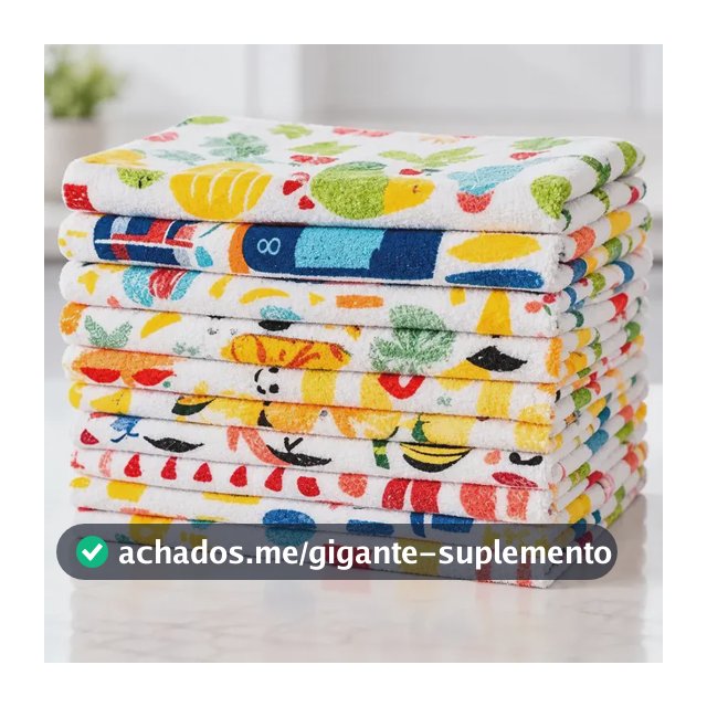Kit com 10 Panos de Prato Copa Atoalhados Camesa de Algodão