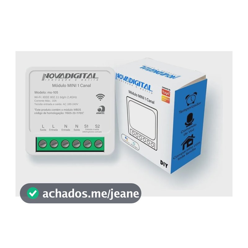 Novadigital MS-105 Mini Interruptor Wi-Fi Inteligente 1 Canal Automação Casa Alexa