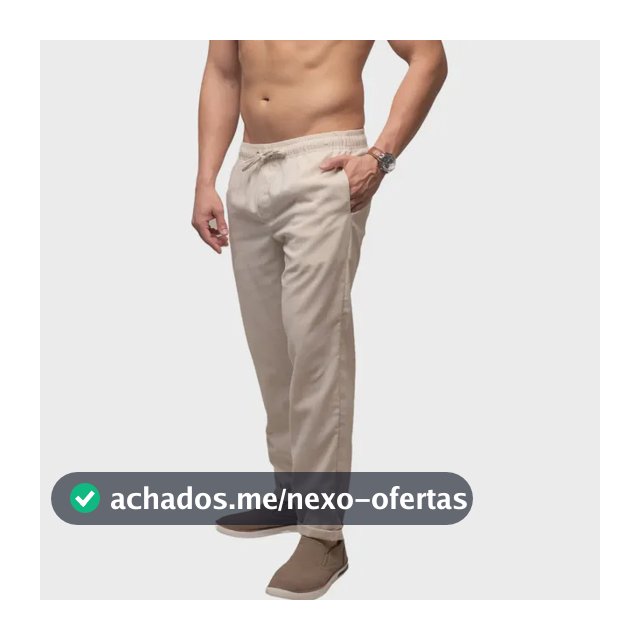 Calça De Linho Leve Bege Masculina Praia Cordão Ajustável   Bege - Palha - Off White G