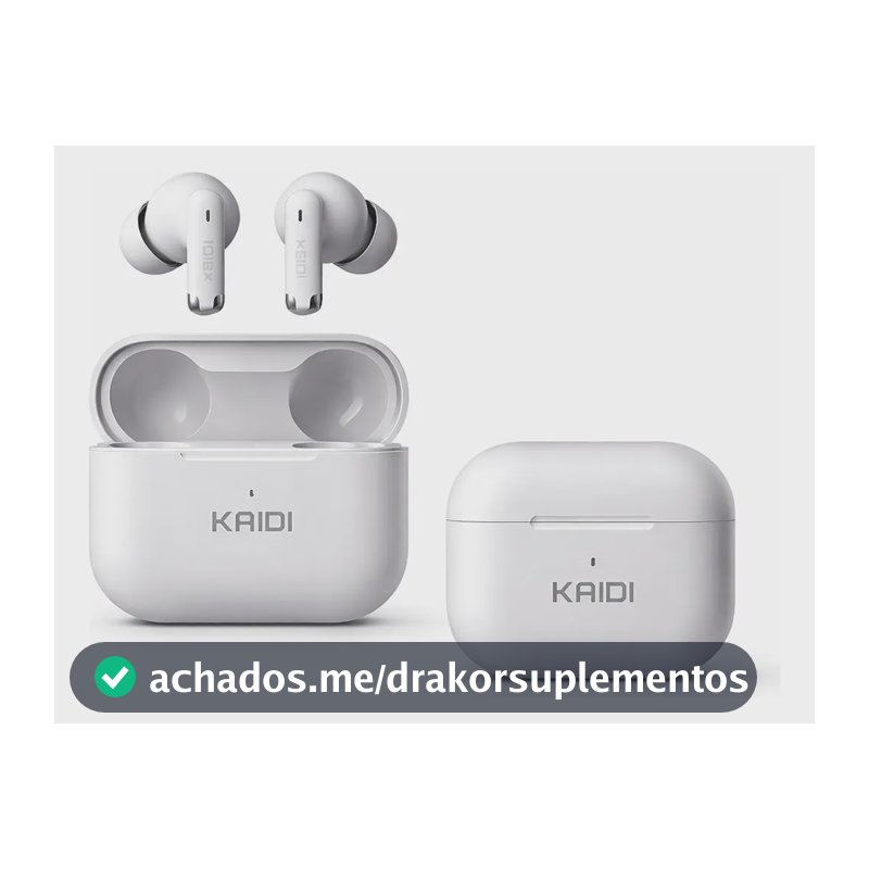Fone Bluetooth 5.4 Sem Fio Tws Kaidi Kd780 Graves Potentes Branco