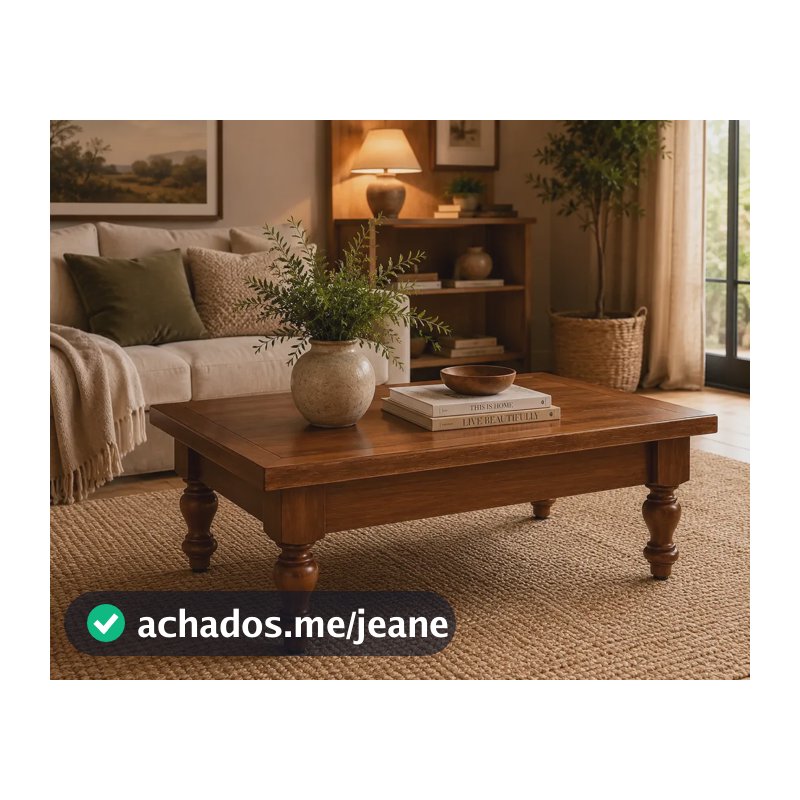 Mesa De Centro Sala Retangular Madeira Maciça 75x55 Castanho