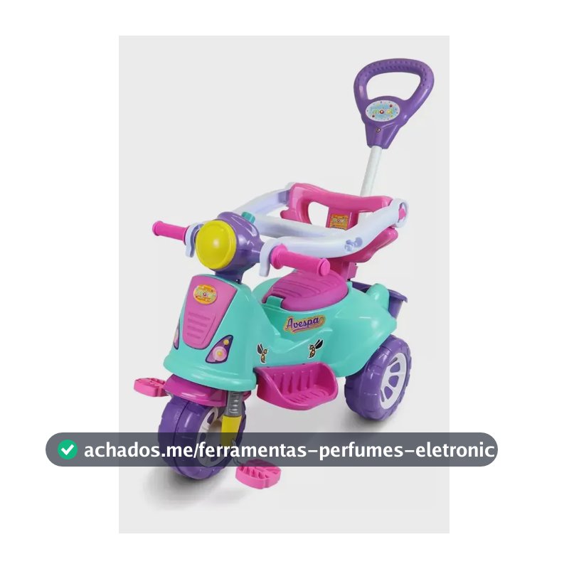 Triciclo Infantil Rosa Maral 2 em 1 Passeio e Pedal com Buzina